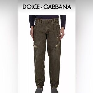 Dolce & Gabbana D&G Men's Gray /Green Washed Distressed Jeans Size 46